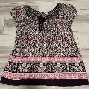 Heritage 1981 Black and Pink Floral Blouse